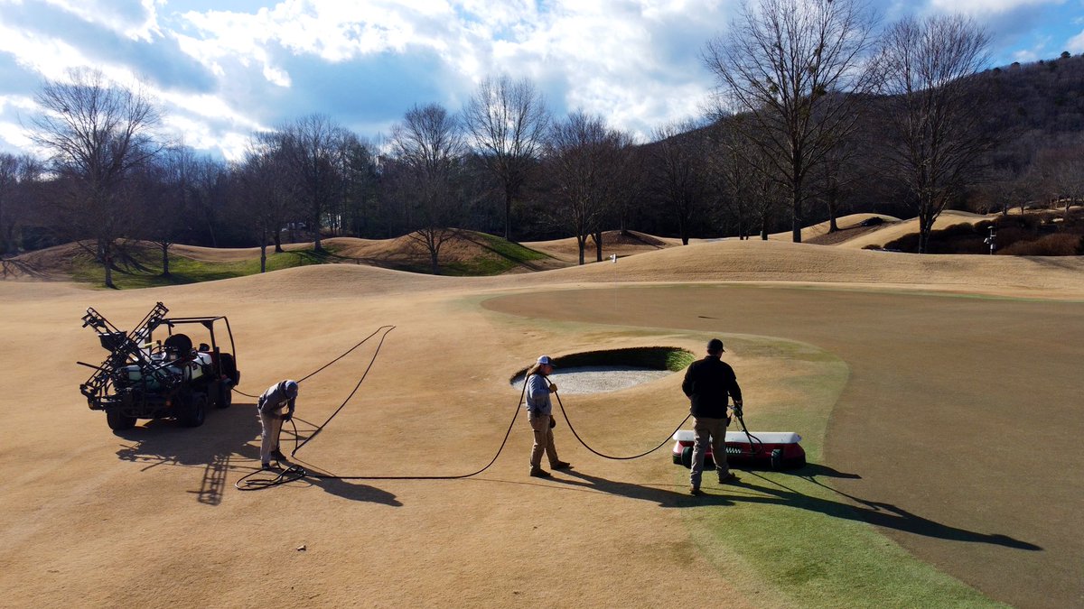 MarquesNik's tweet photo. Drainage project on #17 started and all greens surrounds sprayed! More to come in this 2 week stretch. @jeffgraham34 @valley_turf @bowes24 https://t.co/sCV2fRsrj6