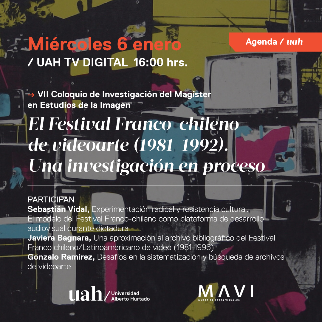 PostgradosUAH's tweet photo. ¿Te gustaría conocer las nuevas reflexiones sociopolíticas en torno a la #visualidad y los #mediosartísticos? Mañana te esperamos a las 16:00 hrs en el Coloquio de Investigación 2021: “El Festival Franco-chileno de videoarte 1981-1992. Info en: 
https://t.co/hdJefZjw3I @MAVIchile https://t.co/1T3E6XK51T