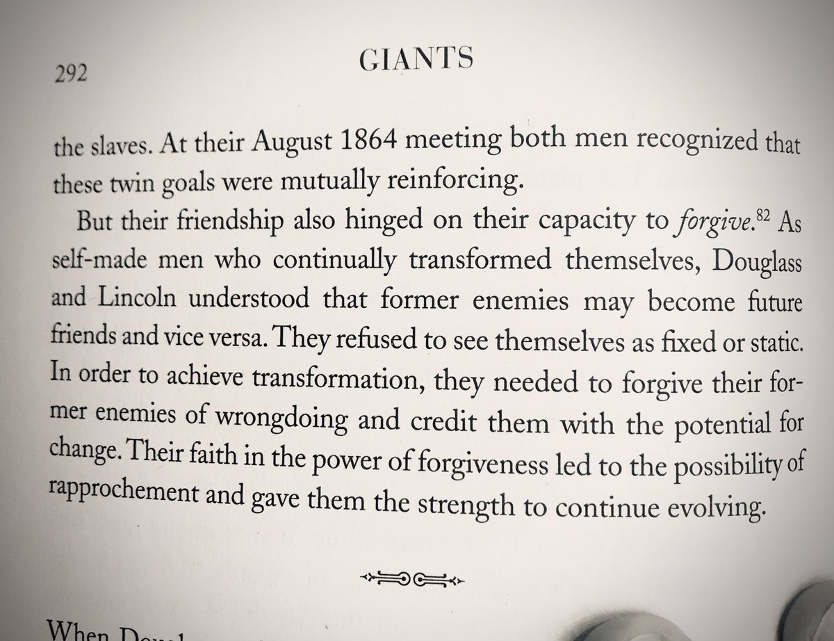 Frederick Douglass and Abraham Lincoln... they knew what it took to bridge differences with forgiveness.  

Probably the best passage of the entire book. https://t.co/cqW0N6slnf