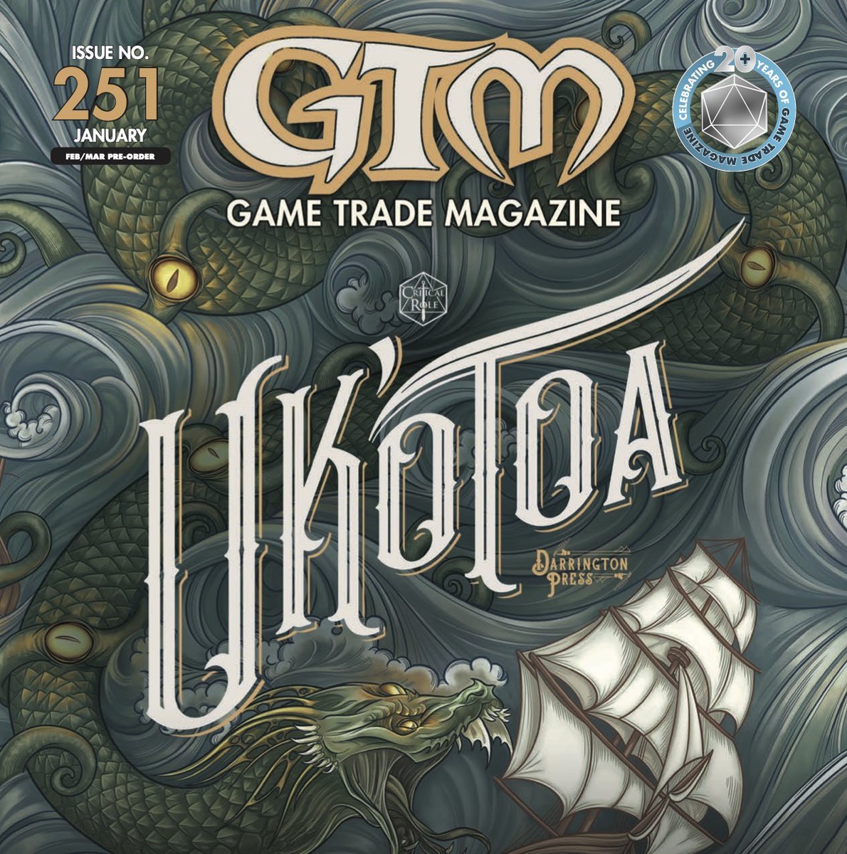 The January 2021 cover of Game Trade Magazine issue 251, featuring Uk'otoa's box cover art.