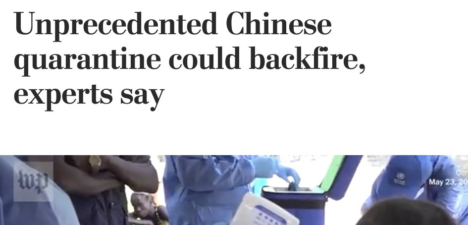 The expected violent resistance or at least counter productive resistance never really materialised. From January 25: "Unprecedented Chinese quarantine could backfire, experts say"  https://www.washingtonpost.com/health/unprecedented-chinese-quarantine-could-backfire-experts-say/2020/01/24/db073f3c-3ea4-11ea-8872-5df698785a4e_story.html