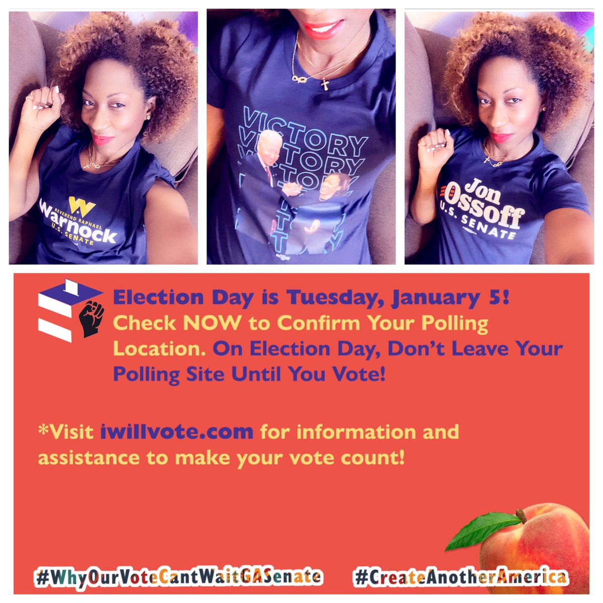 KercenaDozier's tweet photo. Georgians:You have till 7pm to #GetYourBootyToThePoll to secure a Democratic-majority Senate for #WeThePeople!We are w/u,have #RadicalFaith in u,&amp;trust that u will be victorious! #WhyOurVoteCantWaitGASenate #PurposePromisePowerVoters #CreateAnotherAmerica #PoliticsOfPossibilities https://t.co/0P1OZYPPJi