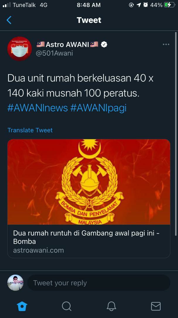 Daccs_KPMIM's tweet photo. MAKLUMAN 

Assalamualaikum wbt ✨

Dimaklumkan bahawa salah seorang pelajar kita, Nur Sarah Haida Binti Suhaimi, program DIA SEM 5, telah ditimpa musibah apabila rumah yang didiaminya runtuh pada 5 Januari 2020. https://t.co/n1ishheYWy