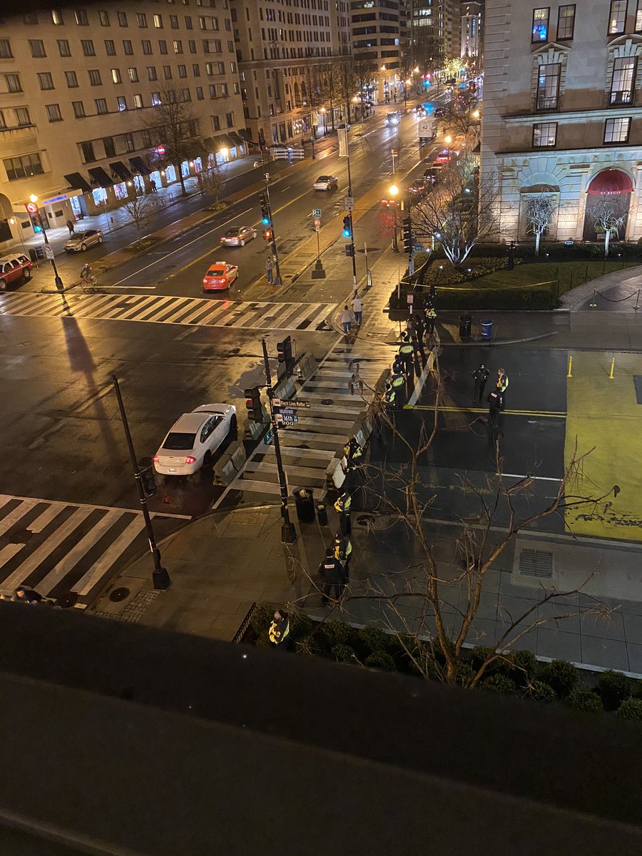 KaterCon's tweet image. MPD is blocking off the entrance to BLM Plaza at 16th and K. Looks like they’ve blocked off 16th and I too. Not sure how long this will last.  @PoPville