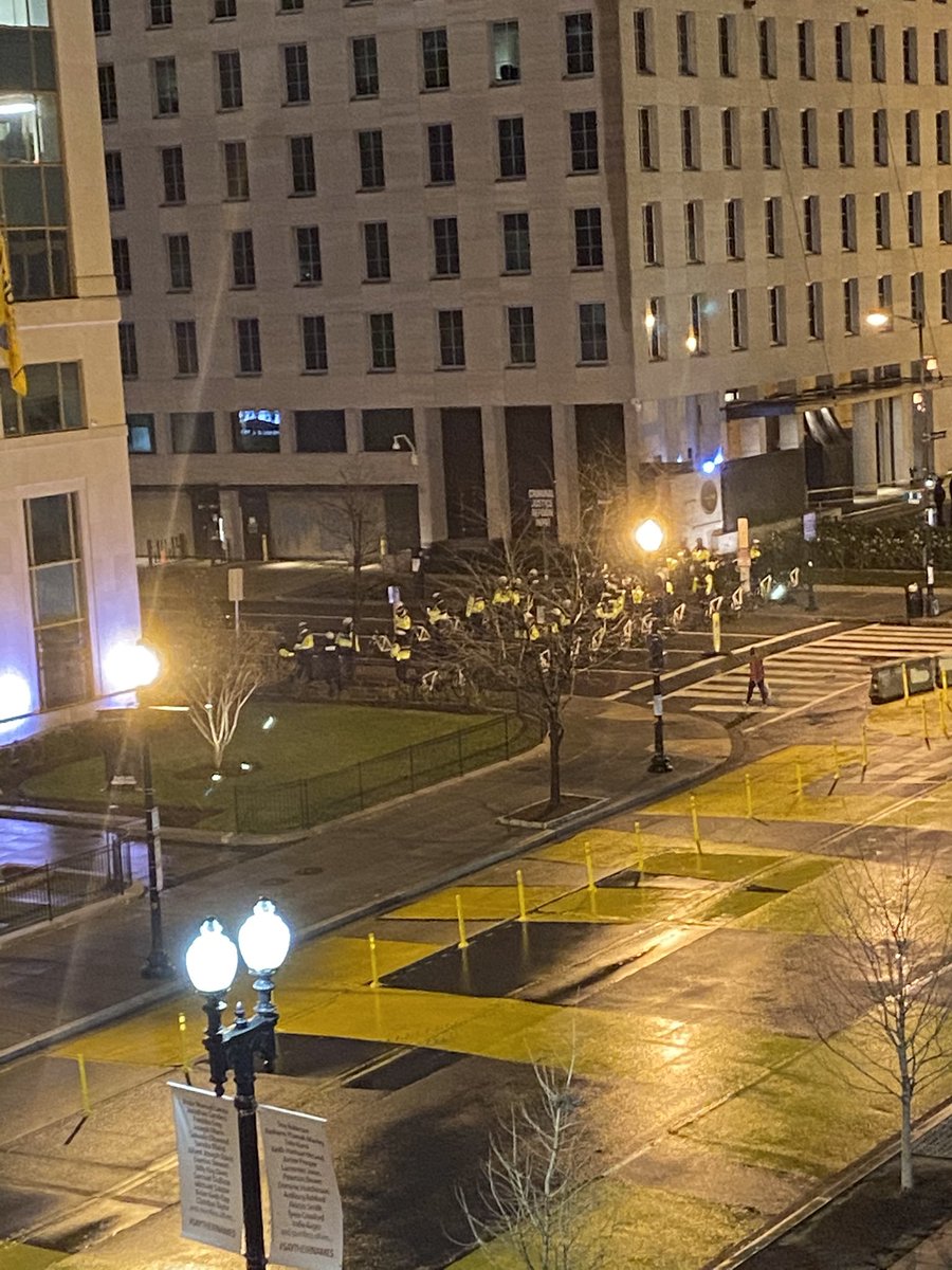 KaterCon's tweet image. MPD is blocking off the entrance to BLM Plaza at 16th and K. Looks like they’ve blocked off 16th and I too. Not sure how long this will last.  @PoPville