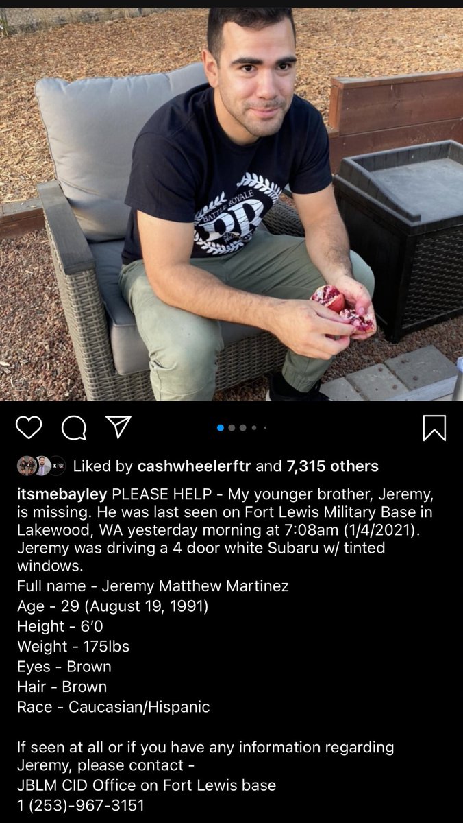 MISSING SOLDIER🚨

Jeremy Matthew Martinez
LAST SEEN #FortLewis #Lakewood #WA 

CONTACT CID OFFICE with any information regarding Jeremy 253-967-3151

ONE RETWEET CAN SAVE A LIFE