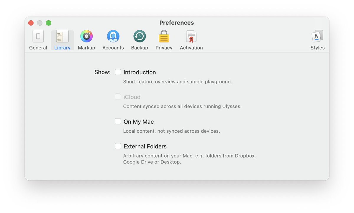 stackptr's tweet photo. @ulyssesapp after running out of space not only does Ulysses stop working (understandable enough) but after freeing up space _refuses to work_ until I restart. Seems like it refuses to use iCloud. Any fix for this? https://t.co/l6wLbOzJzS