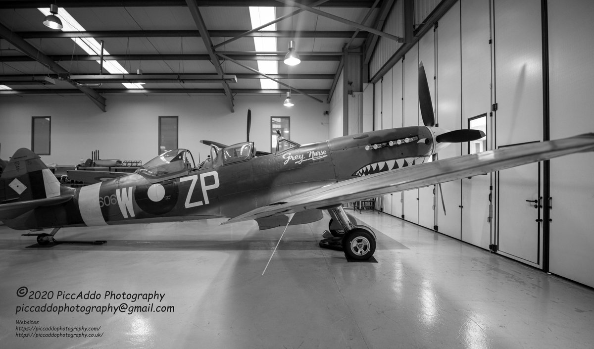 Dxhawk's tweet photo. Some photos from my visit to the amazing Biggin Hill Heritage Hangar on 12th December 2020. This set is all of one of the two-seater #Spitfires which do pleasure flights. T9 TE308 which is painted in 457 Squadron RAAF 'Grey Nurse' markings. #Bigginhill #Spitfire #Covid19UK safe https://t.co/vurAxA9RIU
