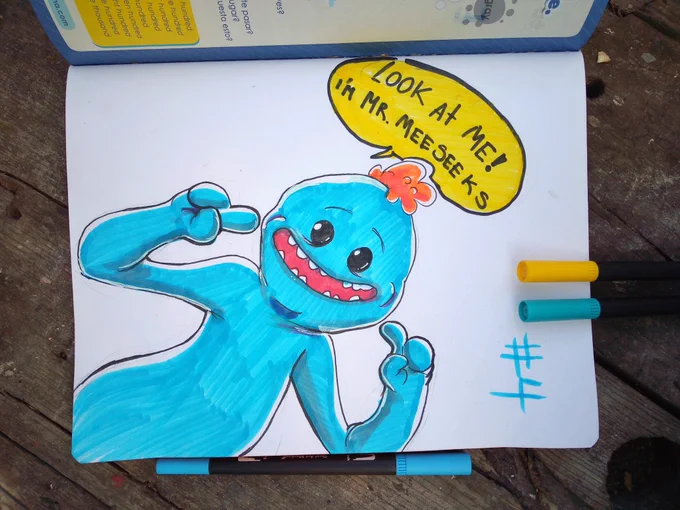 day 4 of my #BlueCharacterChallenge

 #4 Mr Meessek - #rickAndMorty 