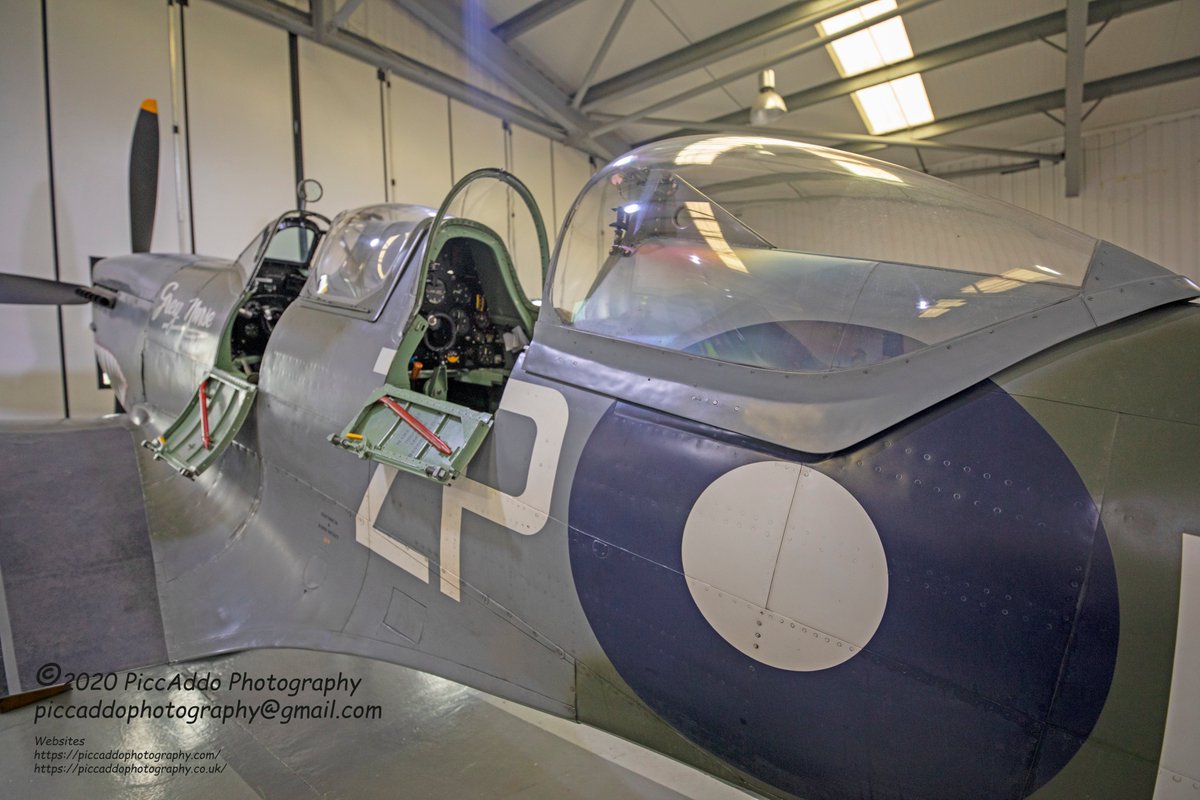 Dxhawk's tweet photo. Some photos from my visit to the amazing Biggin Hill Heritage Hangar on 12th December 2020. This set is all of one of the two-seater #Spitfires which do pleasure flights. T9 TE308 which is painted in 457 Squadron RAAF 'Grey Nurse' markings. #Bigginhill #Spitfire #Covid19UK safe https://t.co/vurAxA9RIU