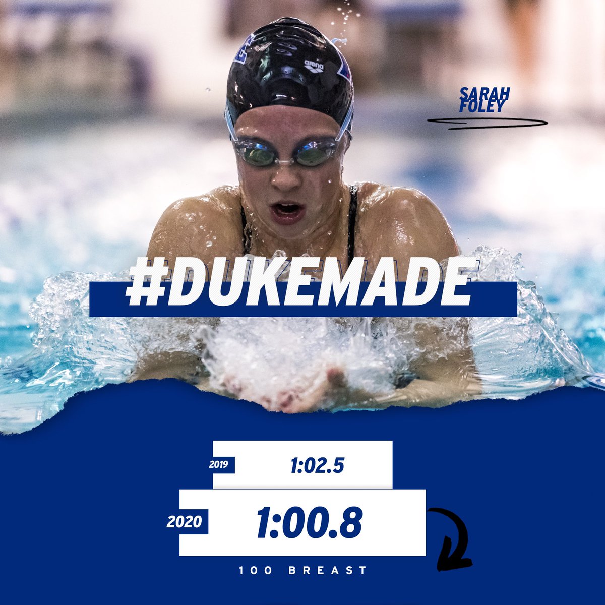 DukeSWIMDIVE's tweet photo. πββοΈ Freshman Sarah Foley with some impressive #DukeMade Time Drops only a semester into her π΅π career ππͺπ₯π―π https://t.co/S1F3rzj3ga