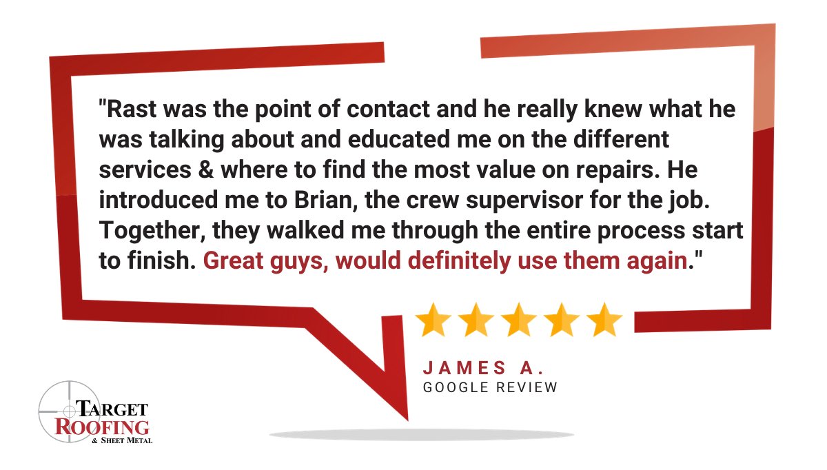 TargetRoofingFL's tweet photo. We pride ourselves on providing top-notch, professional service to everyone that we serve. Thank you, James, for entrusting our team for your roof repair.

#TargetRoofing #TestimoninalTuesday https://t.co/X9TUGpe73y