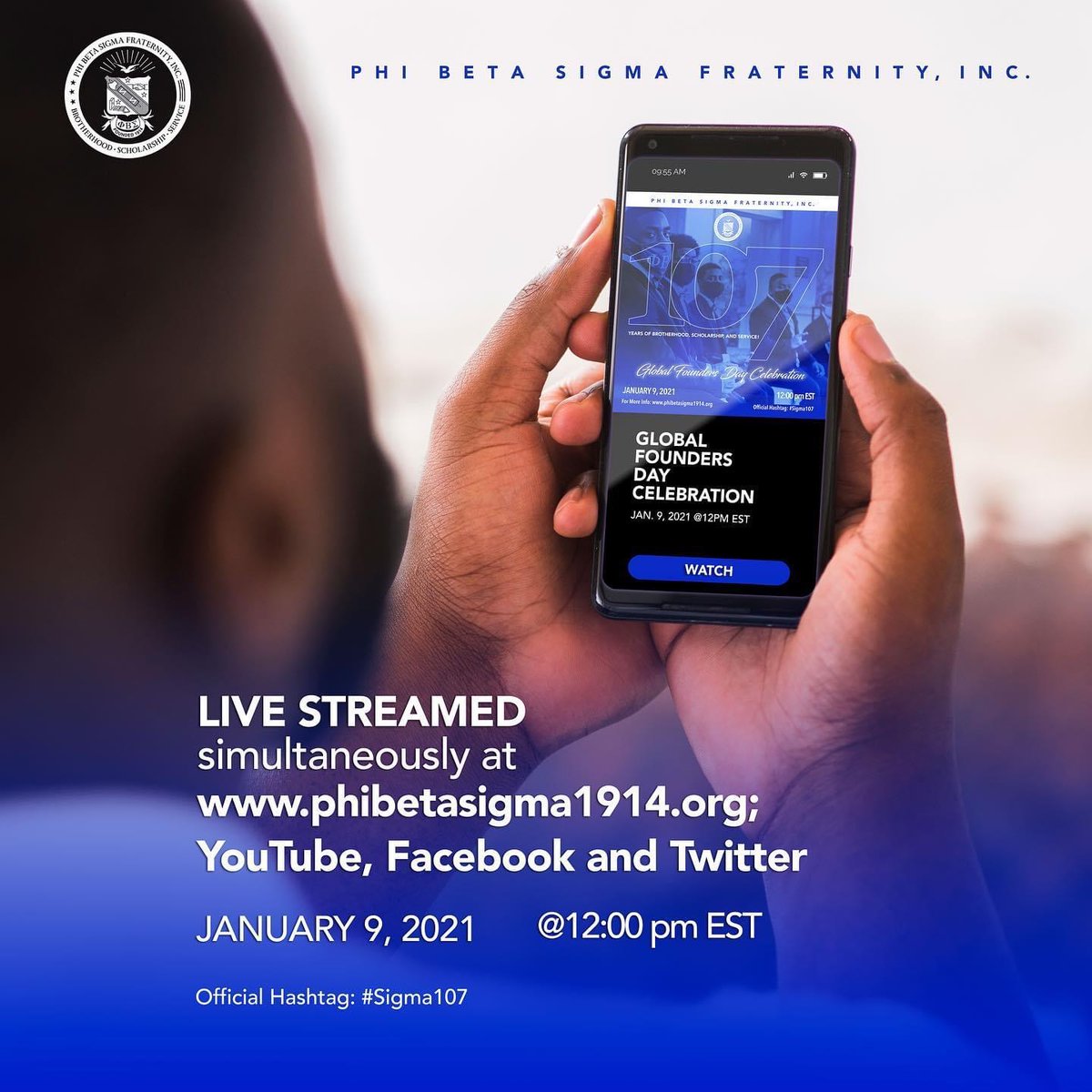 pbs_1914's tweet image. Livestream our 107th Virtual Global Founders’ Day Celebration on Jan 9, 2021 at 12 PM EST on YouTube, Facebook and Twitter!

Click one of the links below to watch the event live.
YouTube: bit.ly/3ohGxdX
Facebook: bit.ly/33xQXND
Twitter: bit.ly/33R9xBe