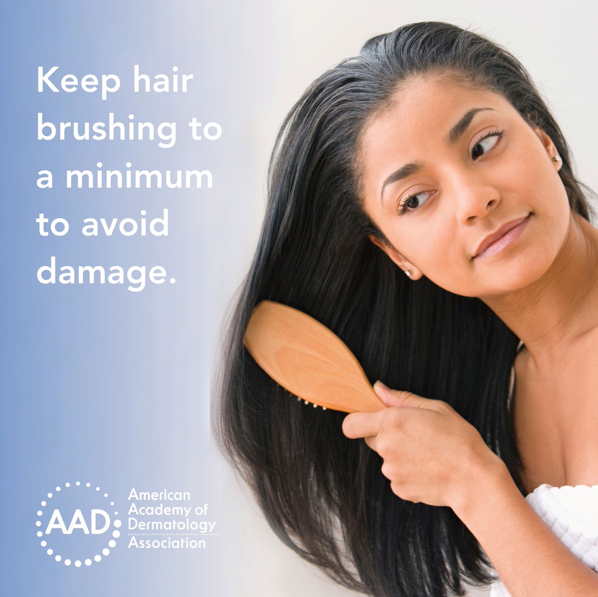 AADskin's tweet image. When it comes to brushing your hair, less is more. Use these tips to prevent hair damage while styling: bit.ly/393tbMj