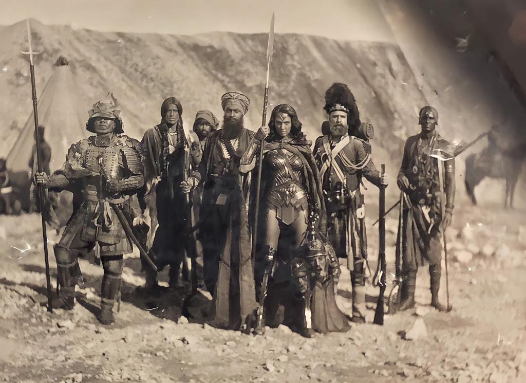 GeeksGamersCom's tweet photo. ICYMI: #ZackSnyder revealed this photo of Wonder Woman holding severed heads in the Crimean War from #BvS. Once #PattyJenkins signed on to #WW the picture was changed to WWI. (Source: #getFandom via #TheNerdQueens & #Dailter_Fran.) https://t.co/KrvVHSj220