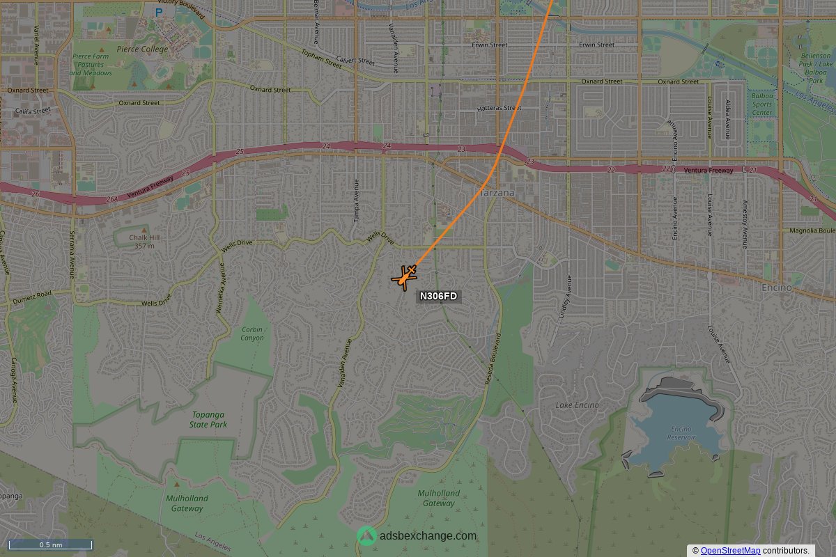 ffoverhead's tweet photo. LAFD aircraft #N306FD (a B06) was spotted near Tarzana, Los Angeles, CA at approximately 23:21 UTC squawking 1200 https://t.co/ZX2t3lc4v2 #LAFD #LAFire https://t.co/yN2QnuGybs