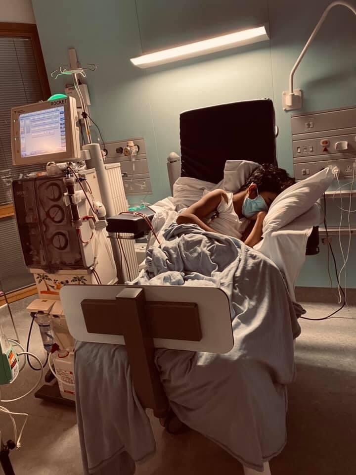 Today at the hospital we pushed this boy to some lengths mentally and physically to get this blood pressure down to a safe space he has done 18/ and a half hours of dialysis over the last 3 days with over 4 litres of Fluid pulled off him this picture speaks a thousand words ♥️