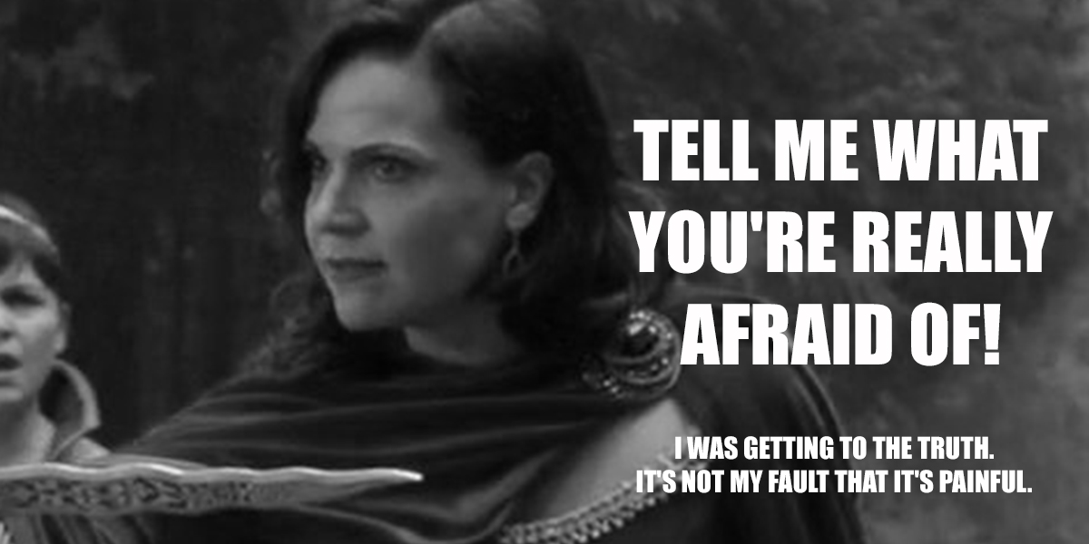 Regina knew she was hurting Emma... but she was so wanting to play hero and be the one to win that she wouldn't listen...Killian Jones on the other hand wouldn't let anyone control Emma with that dagger. Instead he spoke to her, reassured her, and after their kiss the flame lit