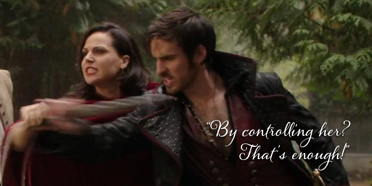 Regina knew she was hurting Emma... but she was so wanting to play hero and be the one to win that she wouldn't listen...Killian Jones on the other hand wouldn't let anyone control Emma with that dagger. Instead he spoke to her, reassured her, and after their kiss the flame lit