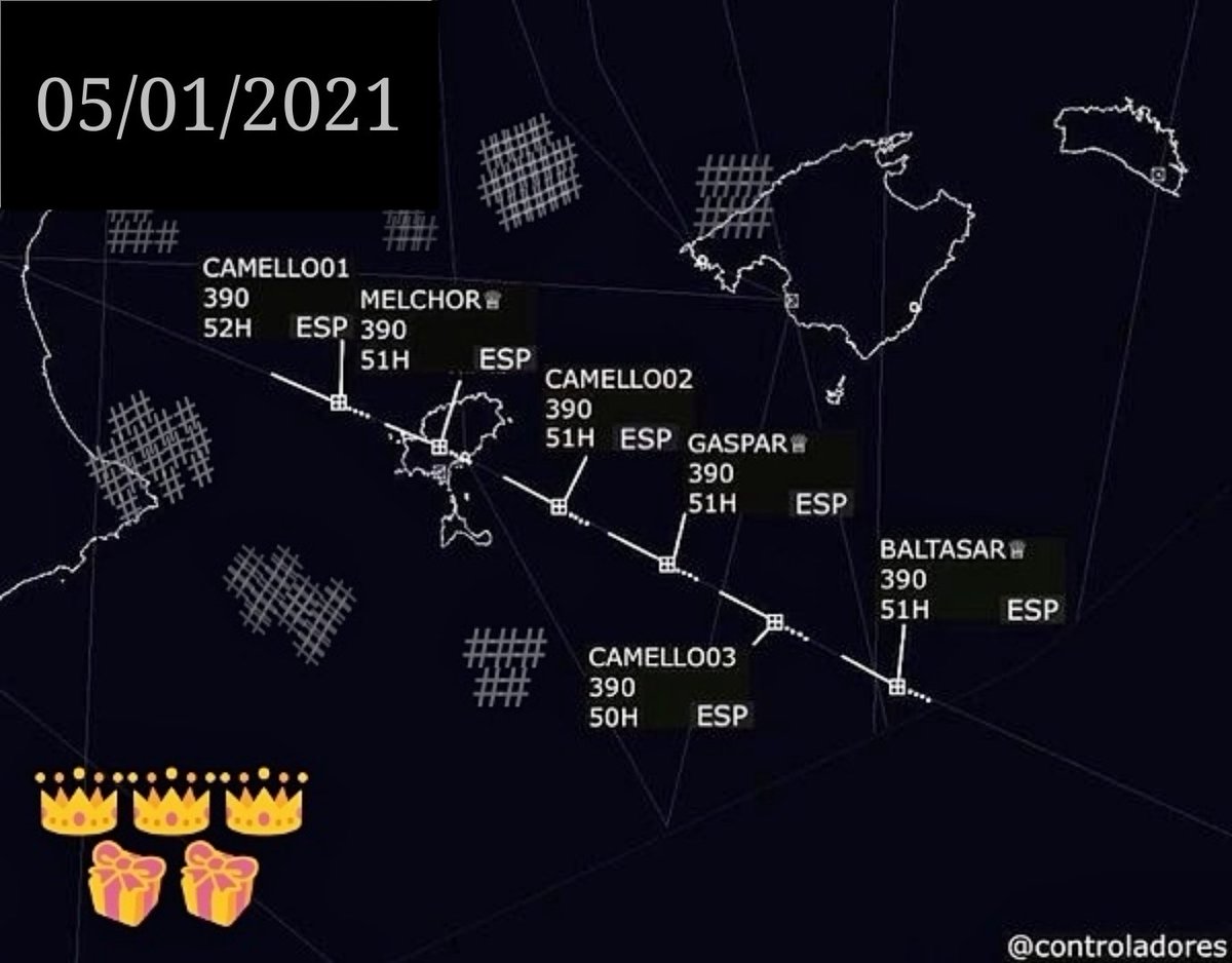 sgfsai's tweet photo. La magia vuelve a los cielos con los reyes magos. Gracias a @controladores y técnicos #ATSEP por hacer lo posible para que ningún niño se quede sin su magia. 
@FSAI1 @CSPA_spain https://t.co/VBBA0GT3Fx