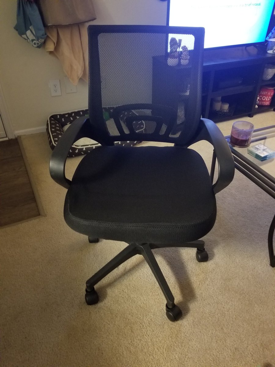 Ms_Alongi's tweet photo. I don't have to sit on a hard kitchen chair anymore!!!! #distancelearning #teachergoals #goodbyebackpain https://t.co/7pN1ZNK8cj
