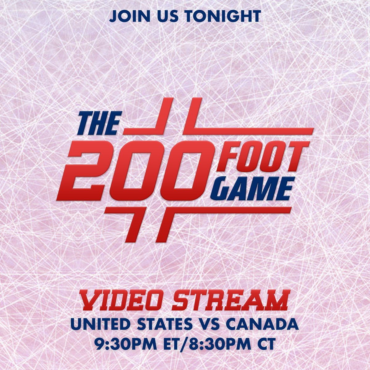 The200FootGame's tweet photo. Join us tonight on Twitter as we watch @usahockey take on @HockeyCanada for Gold ‼️ #WorldJuniors 

The Video Stream will be LIVE at 9:30 ET / 8:30 CT

SEE YOU THERE❗️ https://t.co/8wpegjqNHF