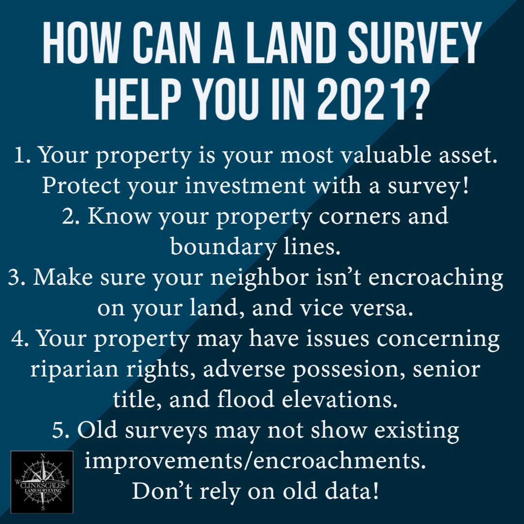 ClinkscalesSurv's tweet photo. How can a land survey assist you in 2021?

#LandSurvey #BoundarySurvey #PropertyLineStaking #MountainBrookAL
#BrookHighland #CaleraAL #HooverAL #BirminghamAL 
#ChelseaAL #Alabama #ChelseaPark #TopographicSurvey https://t.co/Tf9VuMTSYV
