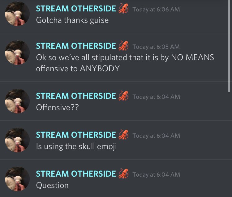 in the discord server (I witnessed this btw) he asked us about the offensiveness of something just to be sure before he tweeted it (he did tweet the emoji after agshshd) and he also mentioned before how he'd really take his time before tweeting to make sure he doesn't hurt ppl