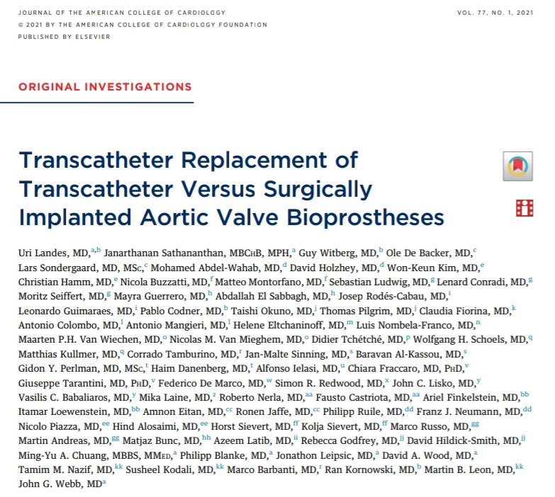 Just published in  #JACCMulti-centre propensity score-matched observational study from the Redo-TAVR registry (initiated in Feb '19) comparing TAVI-in-TAVI versus TAVI-in-SAVR!A thread exploring this paper...