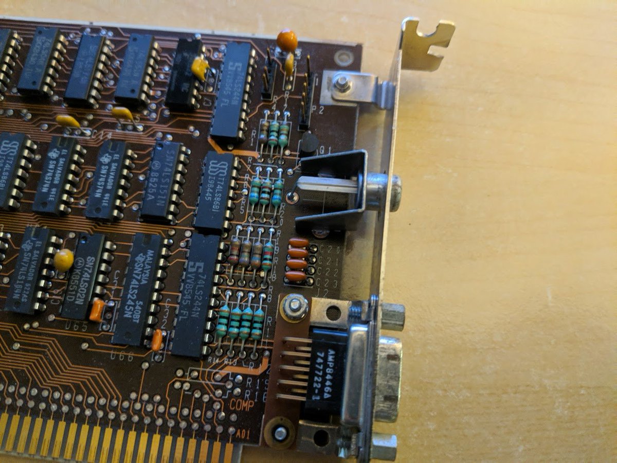 the IBM CGA card comes with an RCA jack on the back so you can plug it directly into your NTSC television, if it can handle composite video (or an RF modulator, if it can't).