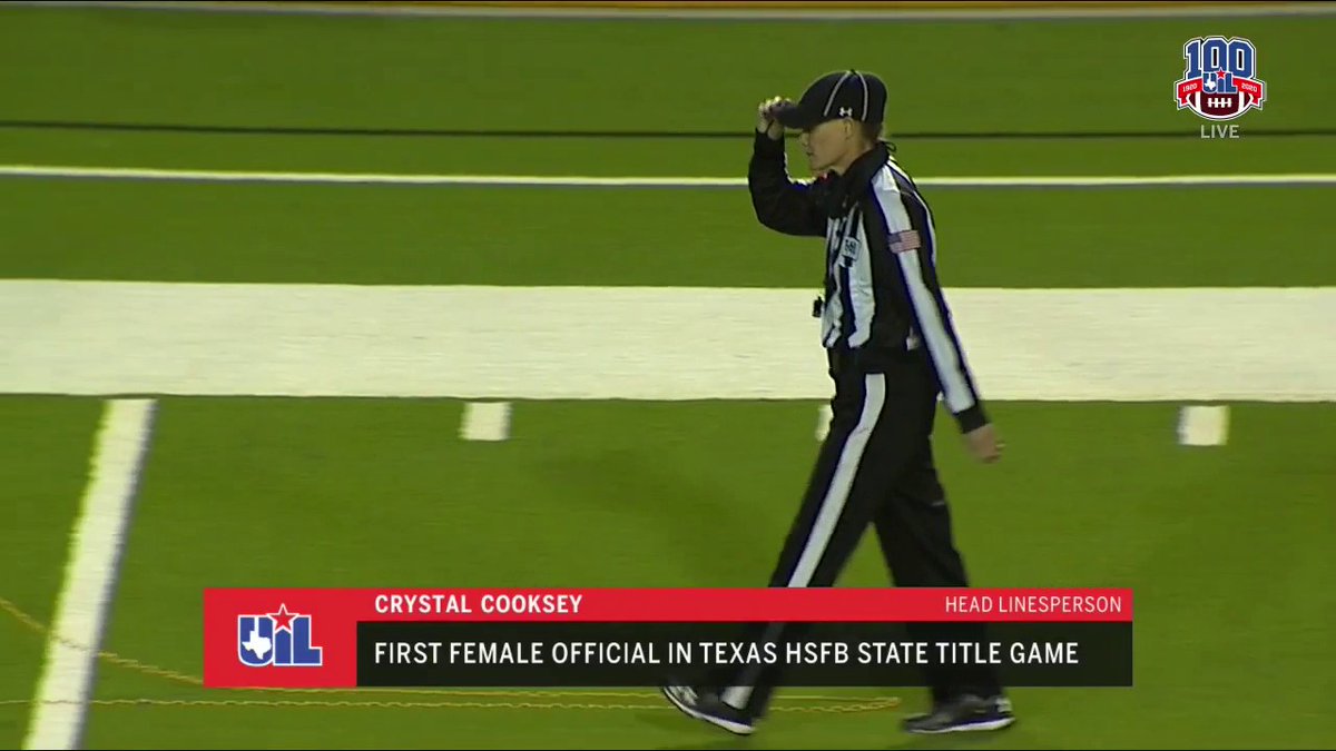 HUGE congratulations to Crystal Cooksey for becoming the first female official in Texas HSFB State Championship game history! 💪

#TXHSFB | #UILState | #UILonFSSW