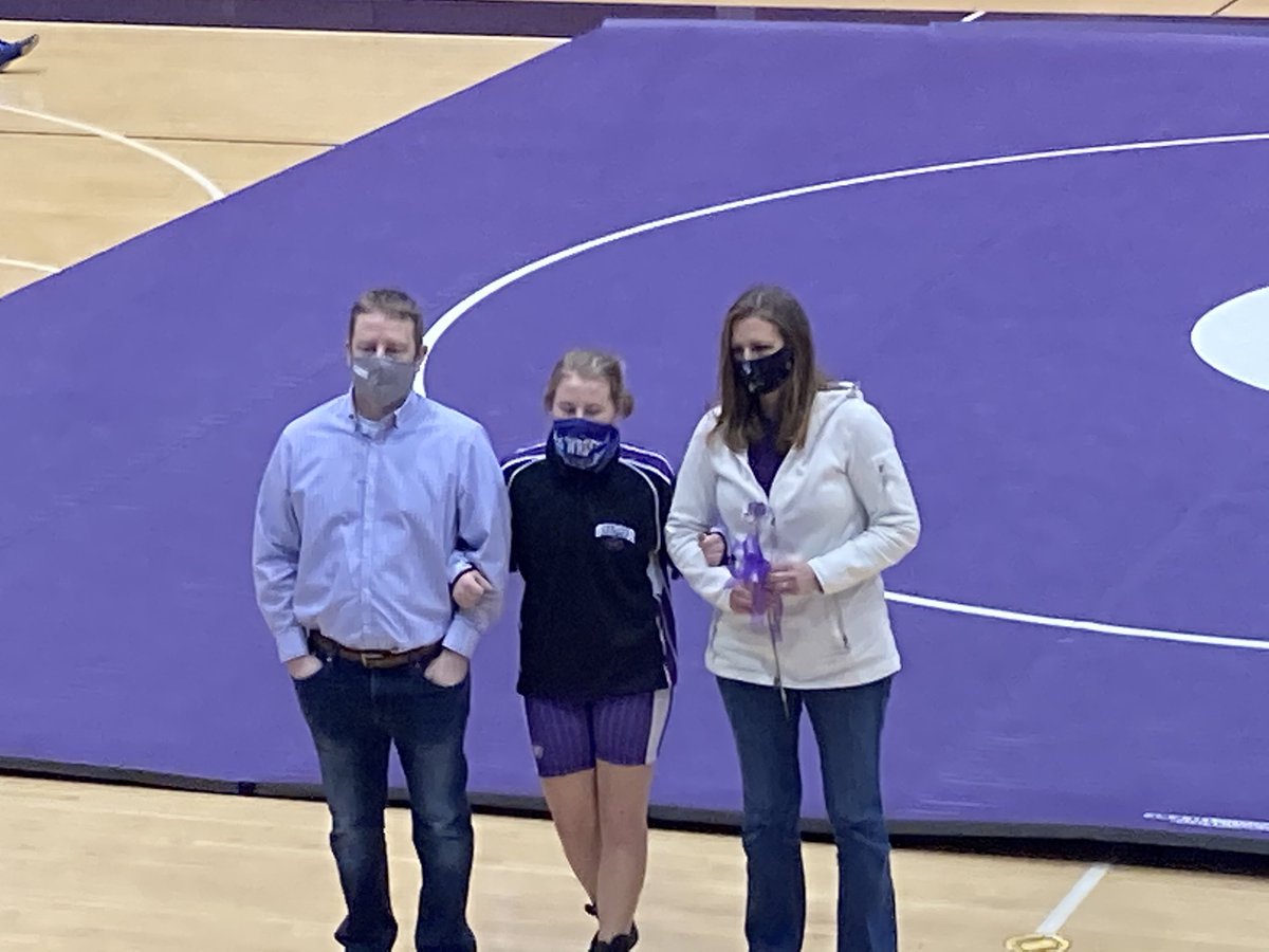 SEYMOUROWLS1's tweet photo. Congrats @OwlsWrestling Celeste Huddleston, Kylee Nowling, and Brody Shipley on Senior Night.  Owls win  over West Washington 43-21. Go Owls! #soar2x https://t.co/a25ELP7C6P