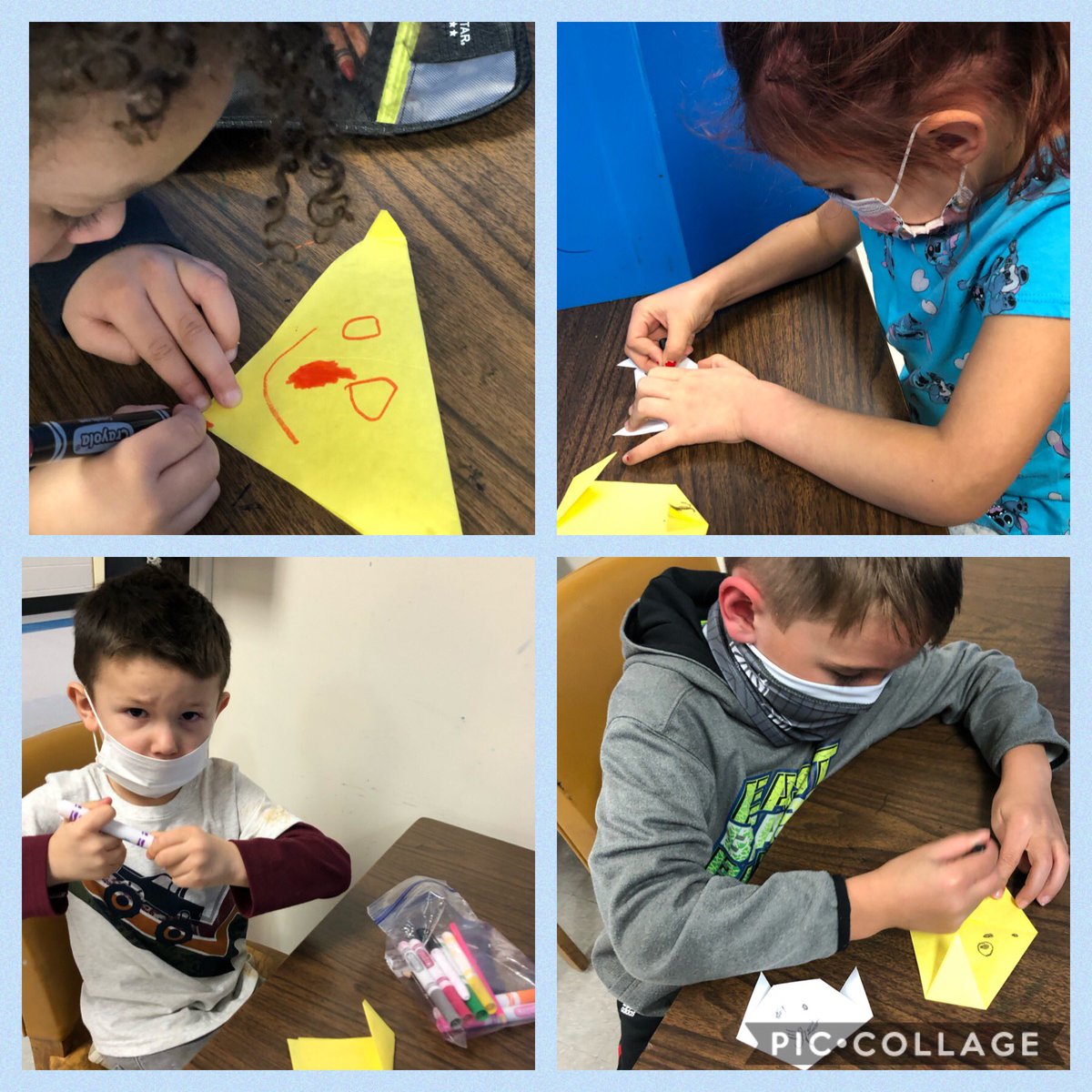 MESBlueDevilArt's tweet photo. A little origami to start off 2021! So proud of Pre-K and K for rocking it! @MESBlueDevils @fcsarts @FloydCoSchools @aprilcasey23 @MrPatrickHopper @GinGin1981 @rebekah_bata https://t.co/r6j6txrFcA