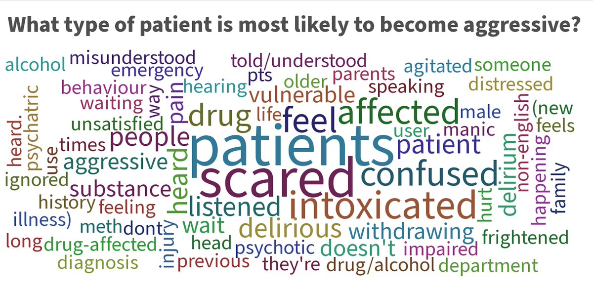 So who is prone to violence and aggression in hospital?I asked the audience and this was their response