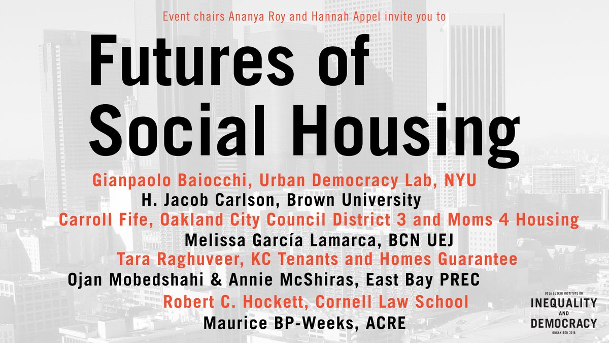 How might social housing transform the land/debt economy of racial capitalism &amp; ensure public investment in housing? How is such a vision shaped by housing justice movements? Join us on Friday, Jan 15 @ 10am PST for this amazing line-up of speakers. RSVP>> bit.ly/38hJ16B