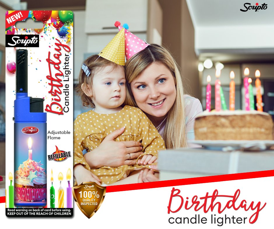 ScriptoLighters's tweet photo. Be the light of the party with the new Scripto® Birthday Cande lighter. #Scripto #Scriptolighters #ForTheLighterMoments https://t.co/lMlz2Jc2Xh