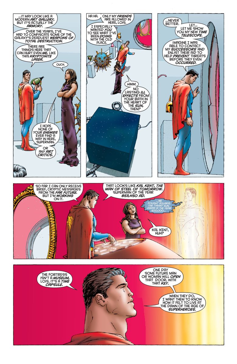 Something important to note is that even though Clark revealing his identity and taking Lois to the Fortress should be a massive step forward for him, it's cut short because all he manages to talk about is his achievements. He doesn't truly let Lois in.