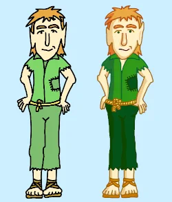 Comparison of Jaq when I first drew him several years ago, standing next to Jaq from this week this softer borders and shading.