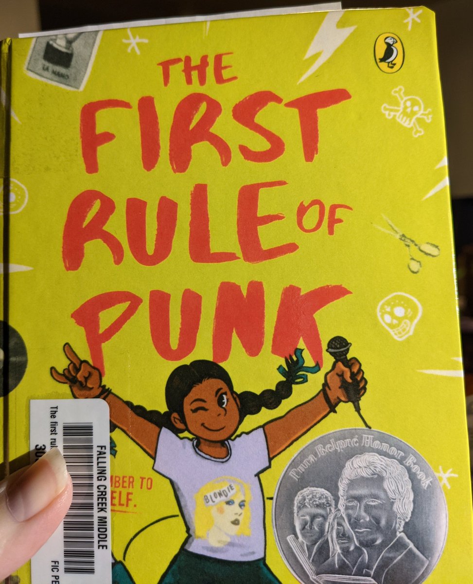 LibrarianBailey's tweet photo. Two days &amp; I'm exhausted😩 Anyone else? Trying to catch some energy with a new book, #TheFirstRuleOfPunk by @CeliaCPerez I enjoy a good snarky comment &amp; Malú fired off a few in the first 41 pages.✅ @FCMS_PRIDE @FCMSreads https://t.co/isl2XW4Cvi