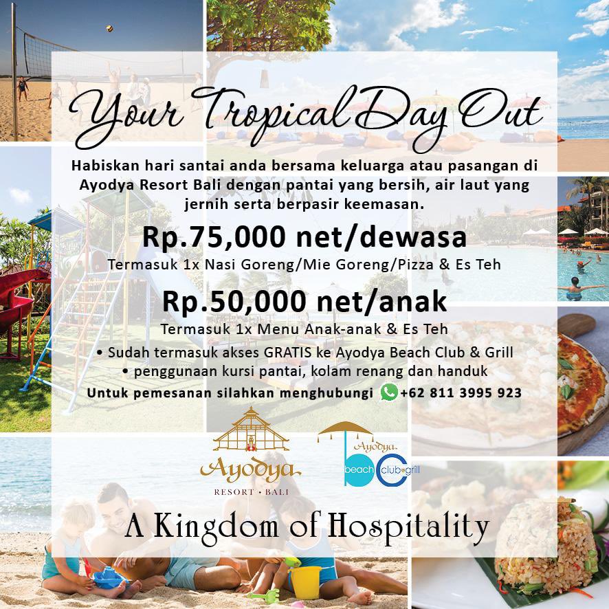 AyodyaBali's tweet photo. Tropical day out at Ayodya Beach Club and Grill, don’t miss it! Only 75k https://t.co/05nZhJChdc
