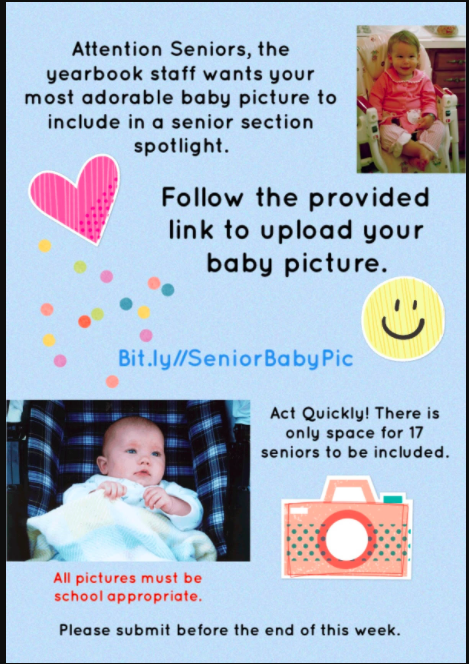 FPC_Yearbook's tweet photo. @FPCHS Seniors... there are 17 spots left for Baby Pictures. Submit yours now! https://t.co/Dk14NjZFR5 https://t.co/M4pCI3UqTA