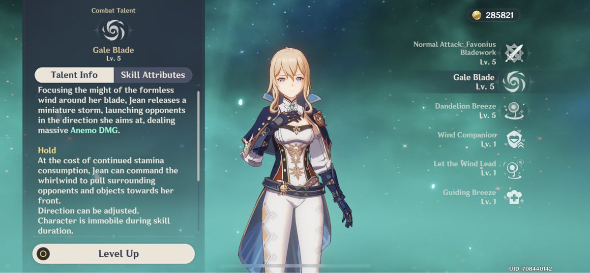 gale blade deals anemo dmg (great for swirl!) and also deals fall dmg. mentioned above if u pair her charged with her elemental skill she can deal rly good dmg, and even throw enemies far from u to help spread out large crowds!