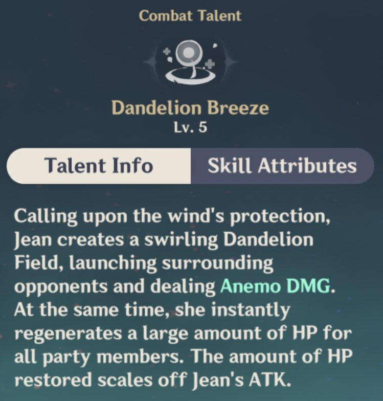 jean is a healer. her ULT / Q deals anemo dmg (atm for me she deals 530%) & heals all ur team members up to full health. everytime i use her burst she heals around 10KHP maximum! whenever enemies are in her aoe, anemo dmg is still dealt & party members in regen HP (for me 1K)