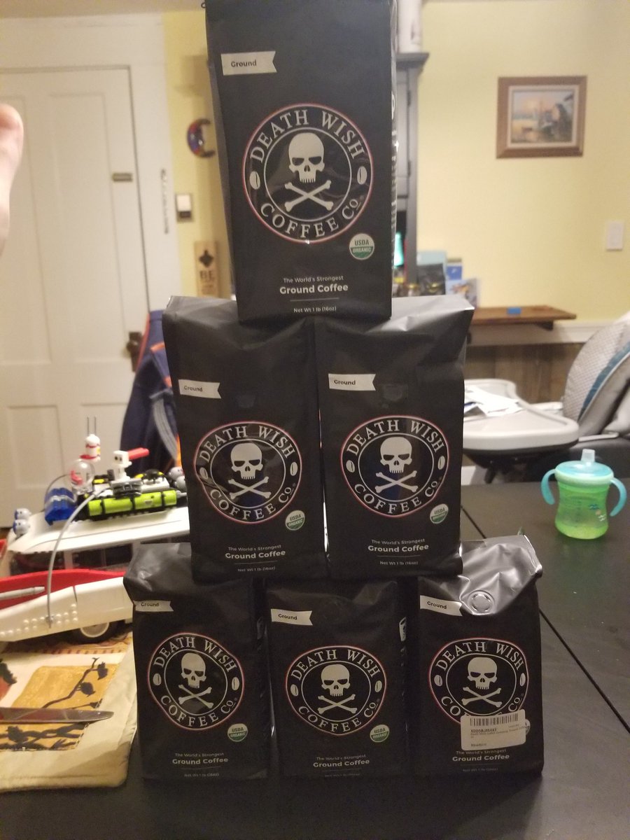 Burnt_Medic's tweet photo. After Christmas I now have enough @DeathWishCoffee to kill an elephant or properly caffeinate my ER for 24hrs. https://t.co/mkTGvkQaK5