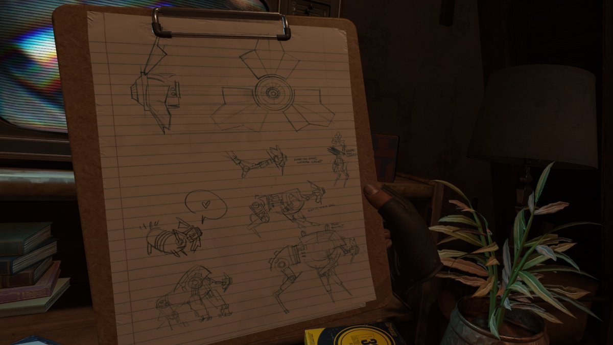 Channeling Alyx for her little doodles of potential Dog upgrades in the hideout: