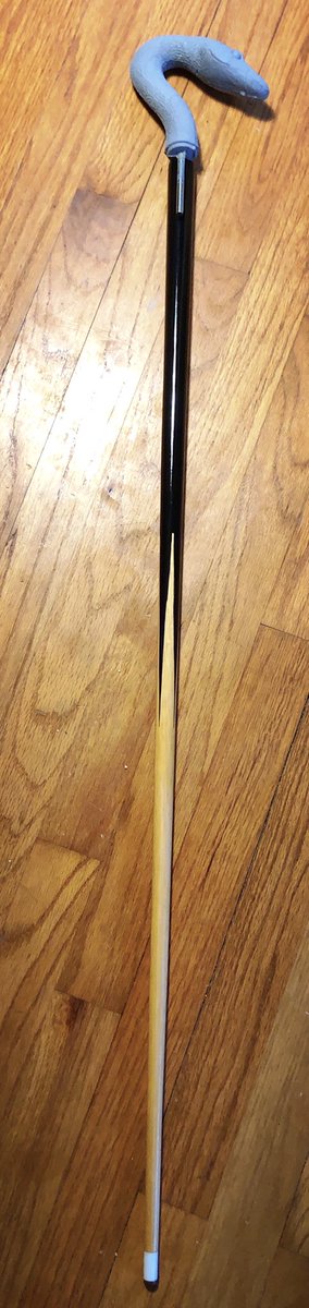 TheTalentedFool's tweet photo. In today’s “got too many irons in the fire” we have this original production-made casting of the Ophidian cane head from the Star Trek: TNG “Time’s Arrow” two-parter.

I don’t have a lathe, so this $15 snooker cue should make a good start on the replica cane shaft.

#TimeSnakes https://t.co/luCxxvKRoX