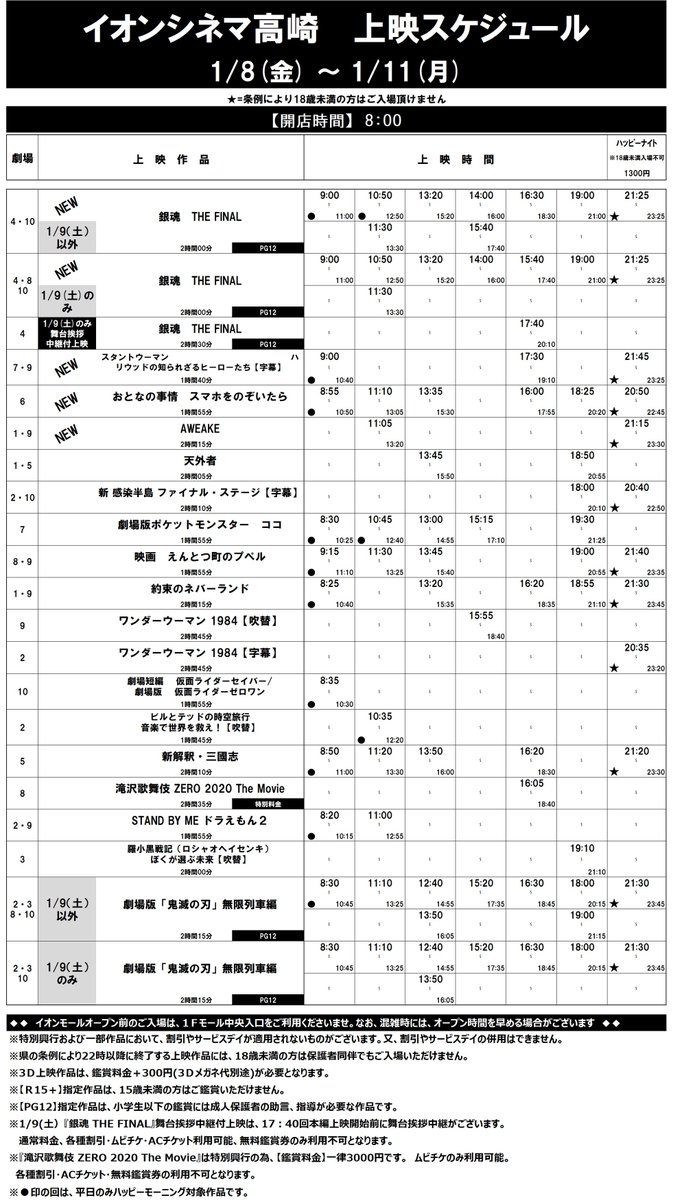 イオンシネマ高崎 1月8日 金 14日 木 上映スケジュールです 新作 銀魂 The Final 9日 土 舞台挨拶中継付上映 スタントウーマン ハリウッドの知られざるヒーローたち 字幕 おとなの事情 スマホをのぞいたら Aweake