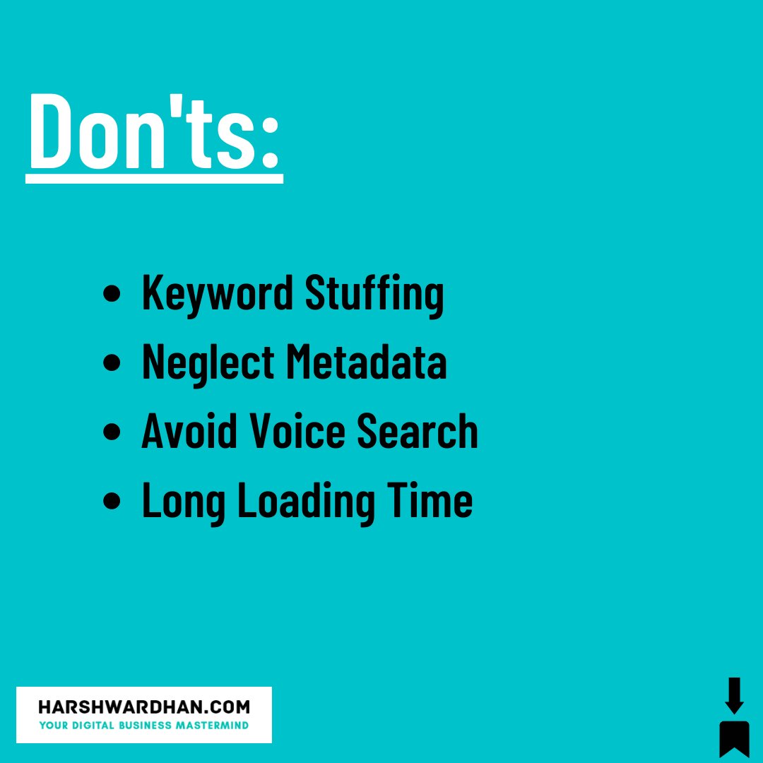 Harshwardhan_K's tweet photo. Here are the DO's and Don'ts when it comes to SEO. 

Note down these mistakes to avoid and changes to make in order to get your site to rank better on organic search results.

#seo #seoexpert #seotips https://t.co/yVTZJ2YVRm
