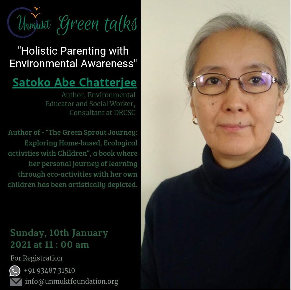 UnmuktTGA's tweet photo. Almost everyone of us have been wondering at some point or another, that in this DIGITAL ERA, how can we provide our children with holistic parenting and teaching.

If you feel the same, join Unmukt Green Talks with Mrs. Satoko Abe Chatterjee and Mr. Ardhendu S Chatterjee. https://t.co/3gSs3ourt2