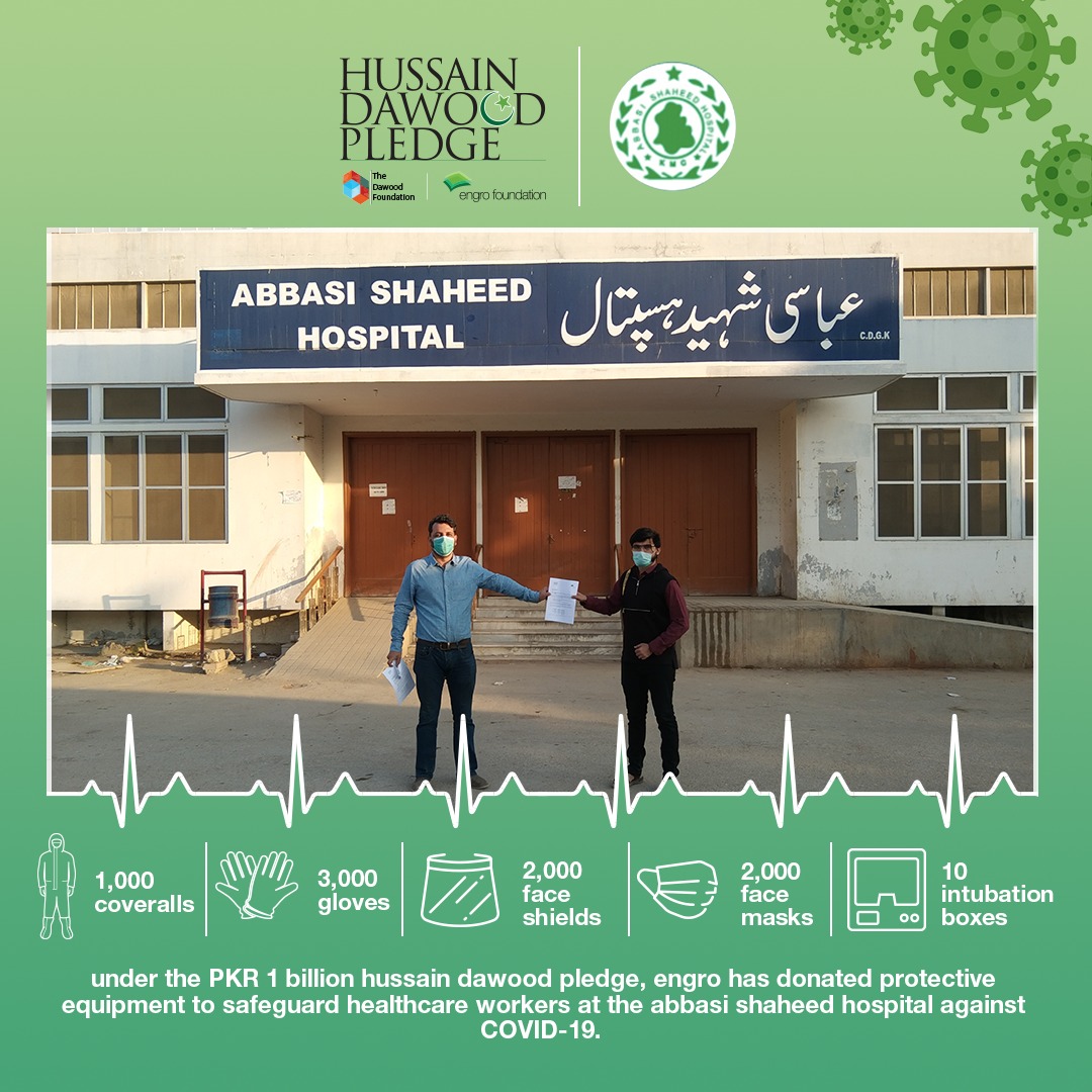 engro_group's tweet photo. Under the PKR 1bn #HDPledge, Engro has donated additional personal protective equipment (PPEs) to Abbasi Shaheed Hospital to help protect the frontline workers in our battle against the 2nd wave of COVID-19.
@thedawoodfoundation
@engrofoundationpk
#ENablingGROwth #HDPledge https://t.co/FdqsvGY4zo